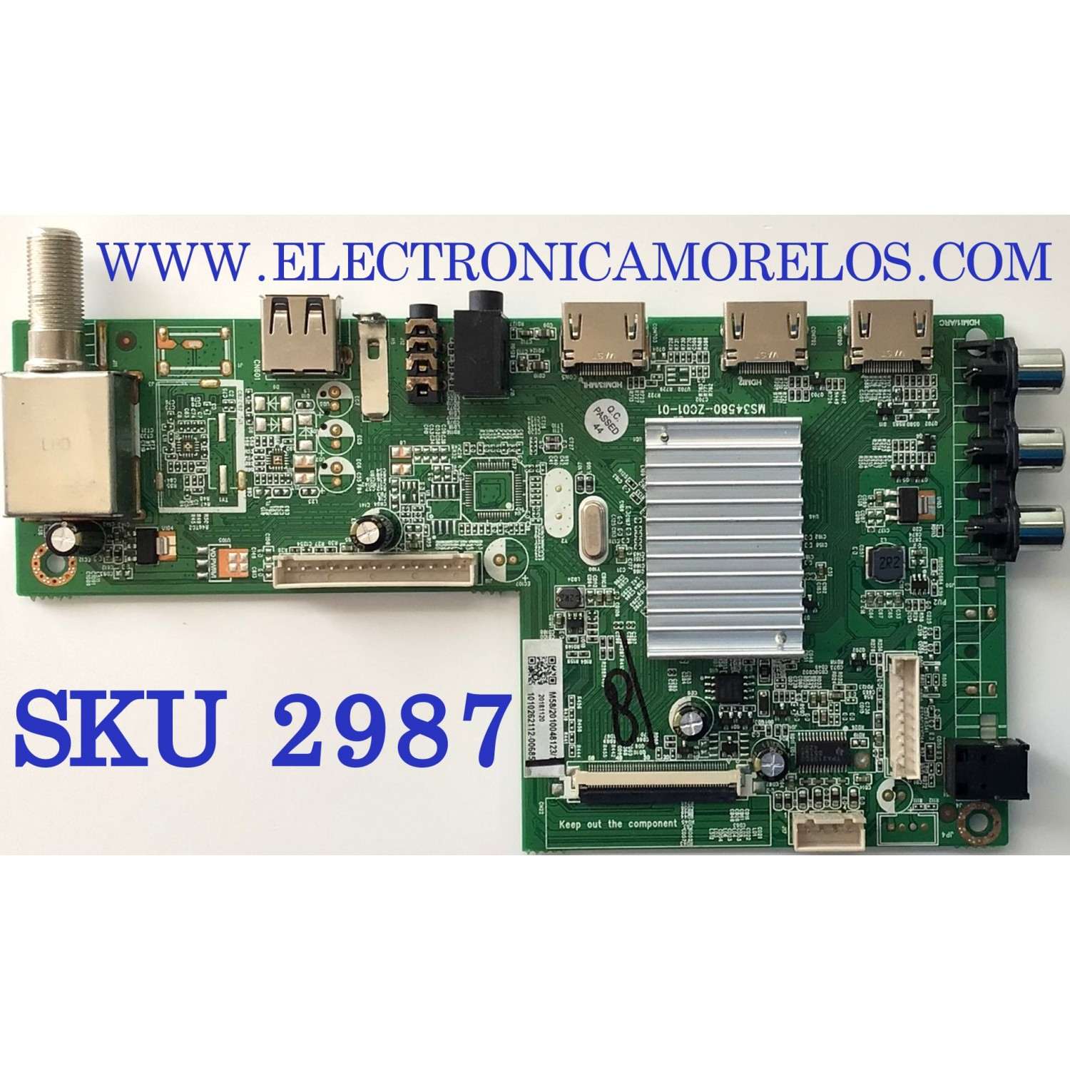 MAIN PARA TV hitachi / NUMERO DE PARTE 1010262112 / MS34580-ZC01-01 / M58/2010048123/13 / 20181120 / 1010262112-00685	